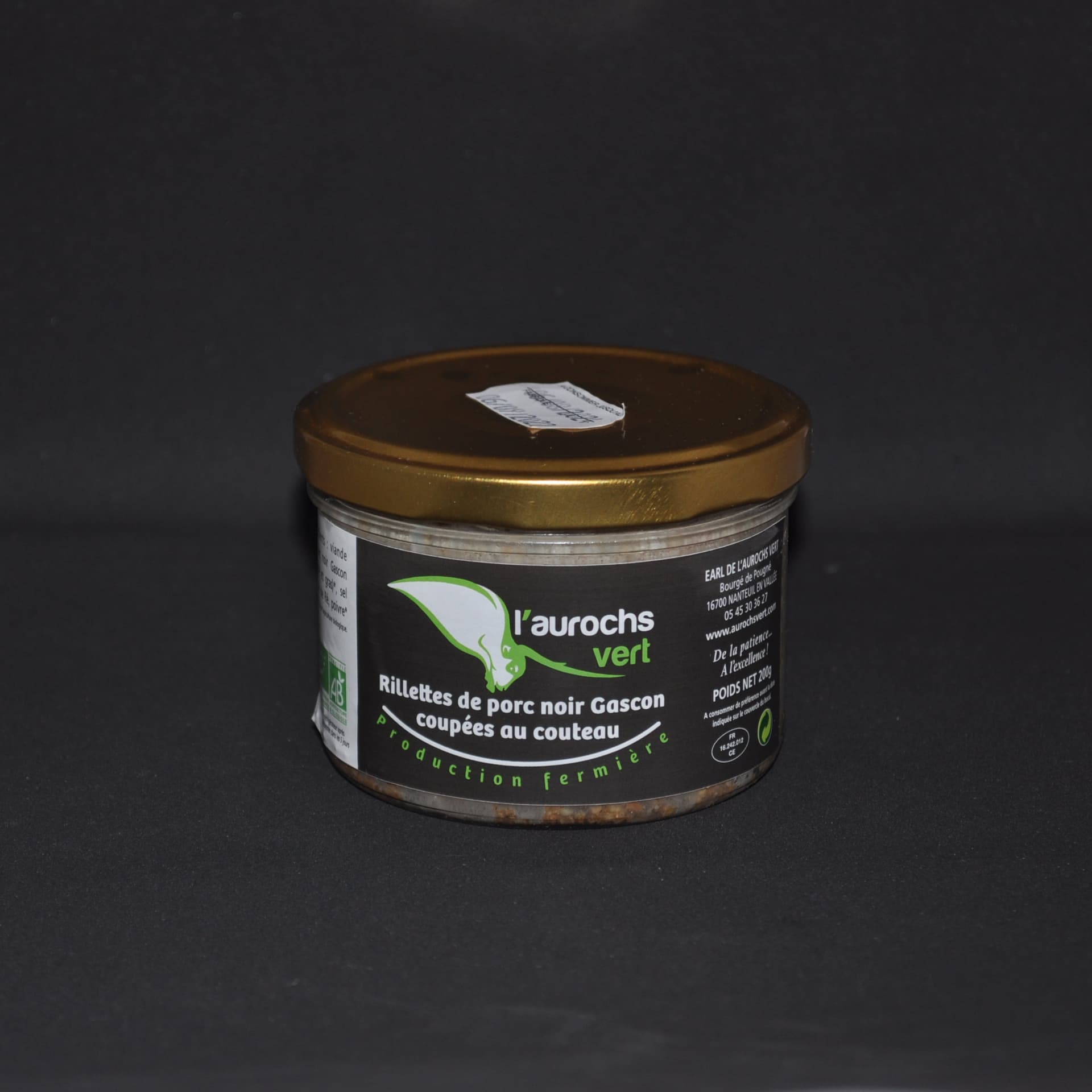 Rillettes de porc noir Gascon coupées au couteau BIO