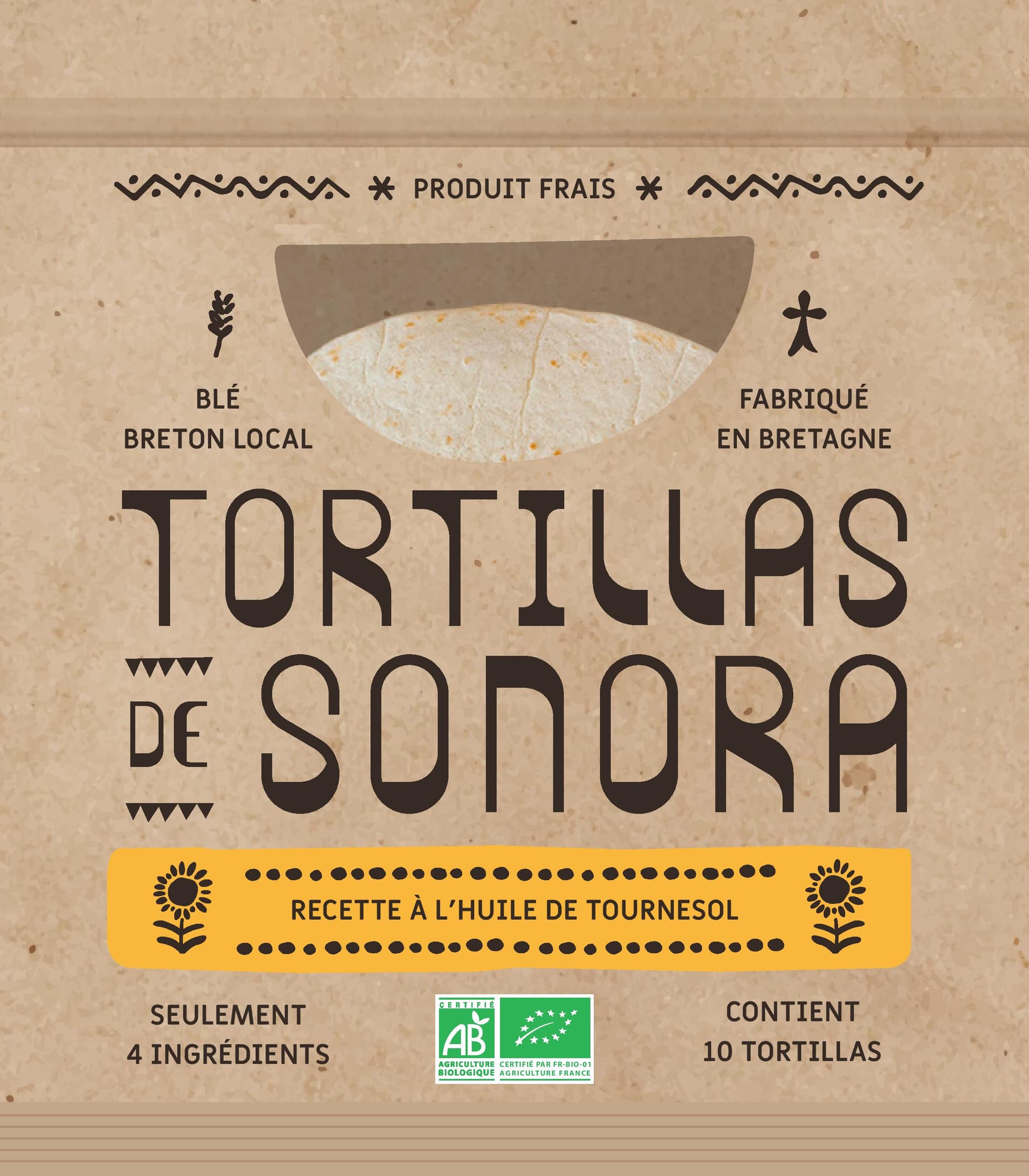 Paquet de 10 tortillas de blé bio