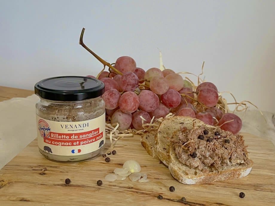 Rillette de sanglier sauvage 100% français au cognac et poivre noir