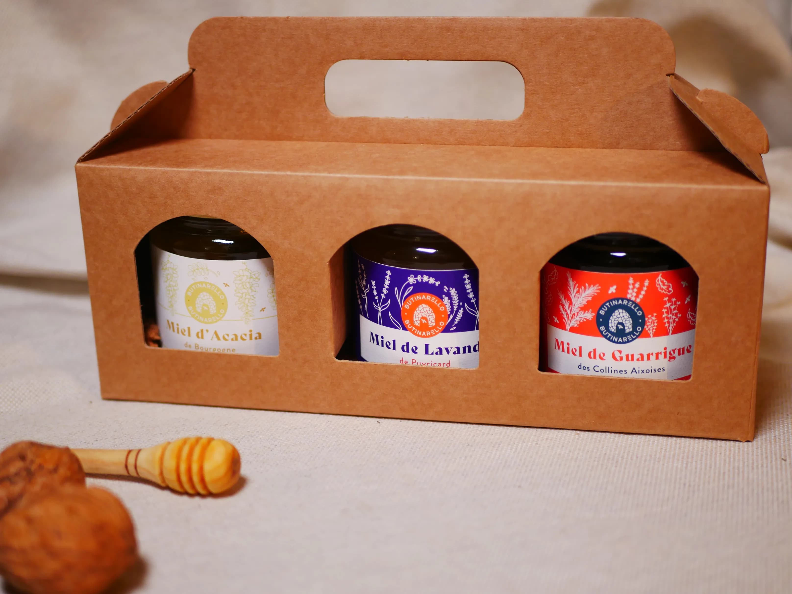 Coffret de 3 Miels Bio Artisanaux – 3 x 250g