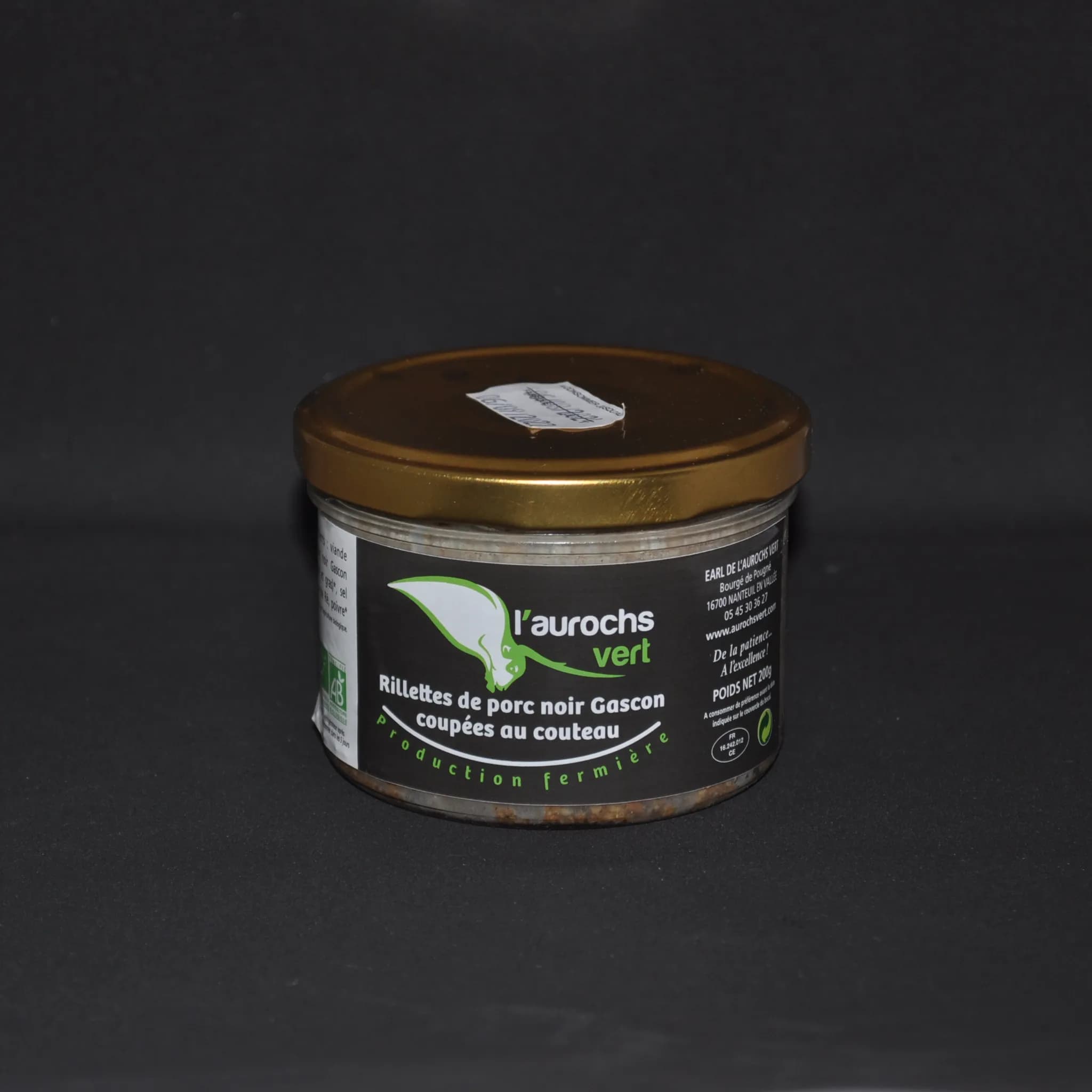Rillettes de porc noir Gascon coupées au couteau BIO