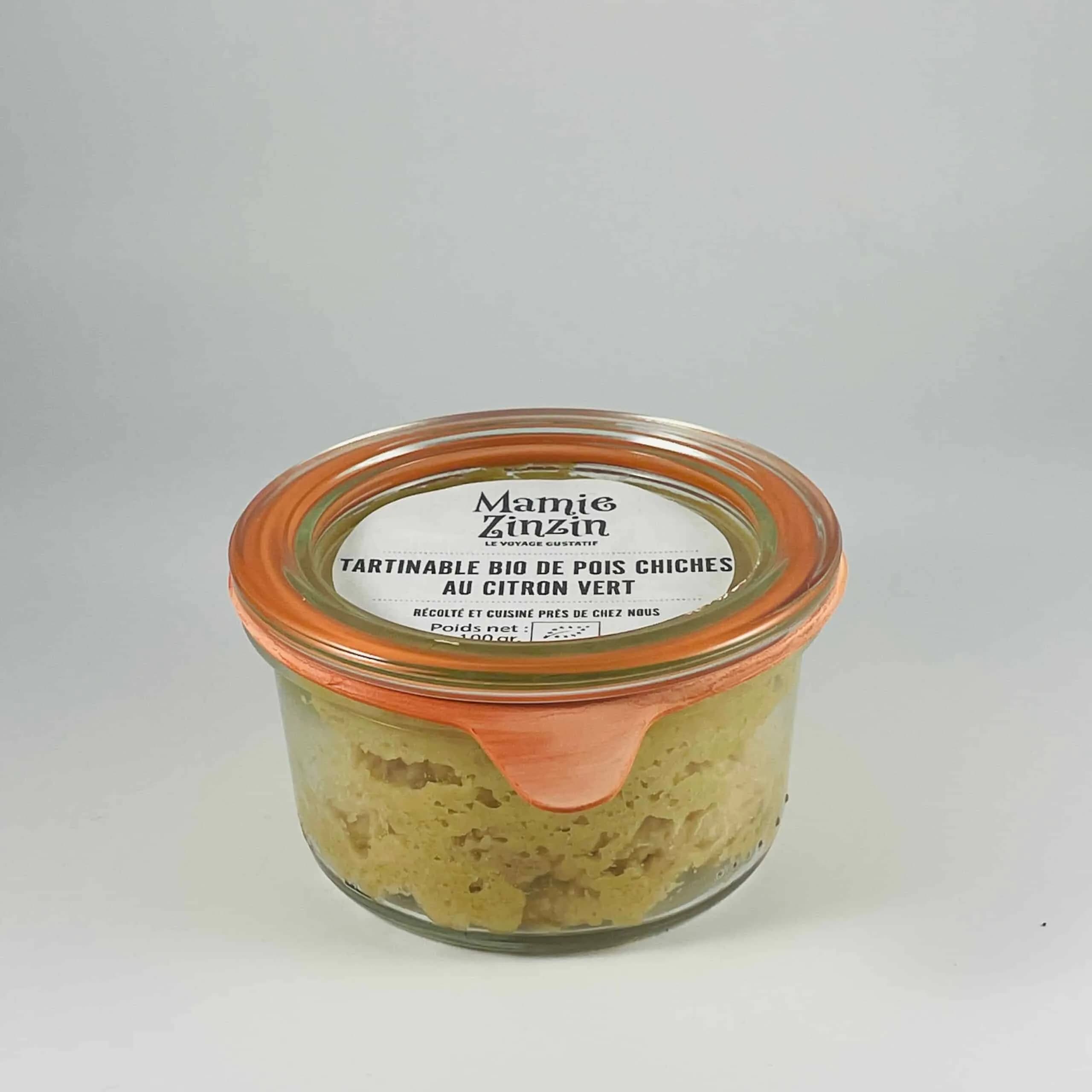 tartinable bio de pois chiches au citron vert