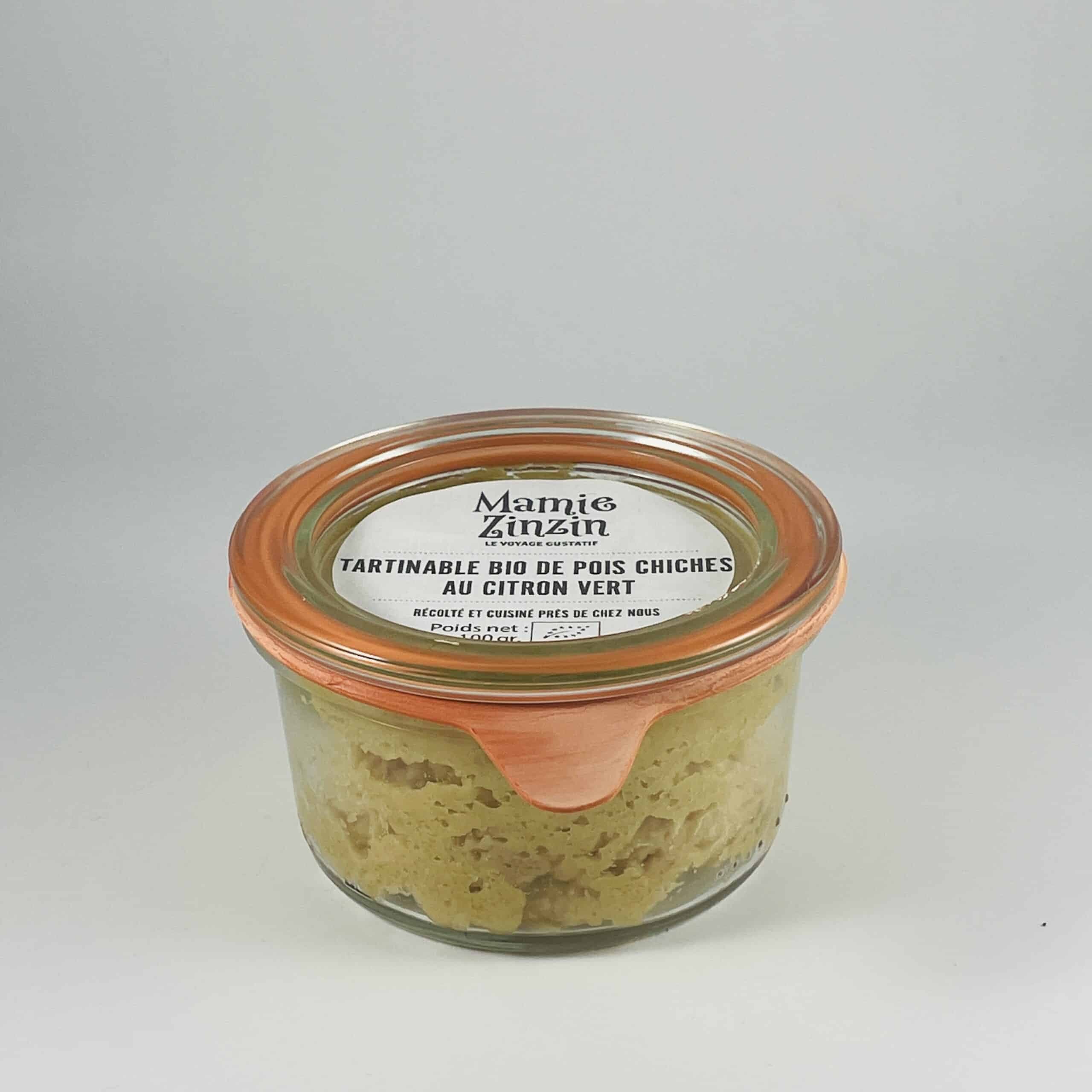 tartinable bio de pois chiches au citron vert