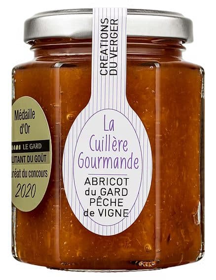 Confiture d'ABRICOT du Gard et  PÊCHE de Vigne